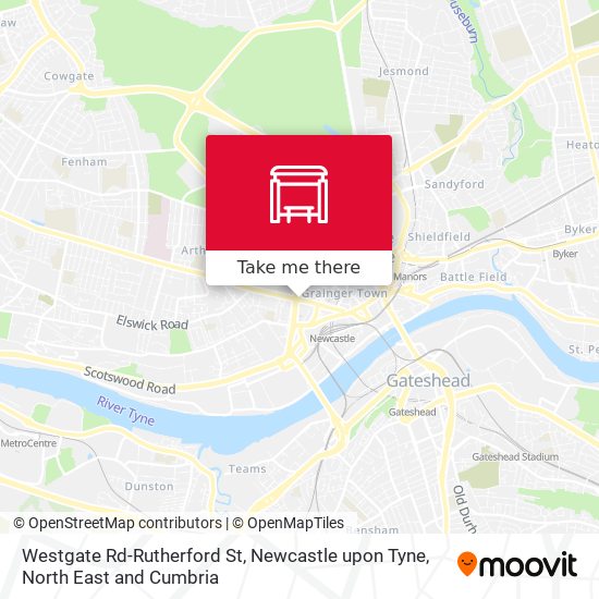 Westgate Rd-Rutherford St, Newcastle upon Tyne map