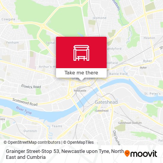 Grainger Street-Stop 53, Newcastle upon Tyne map