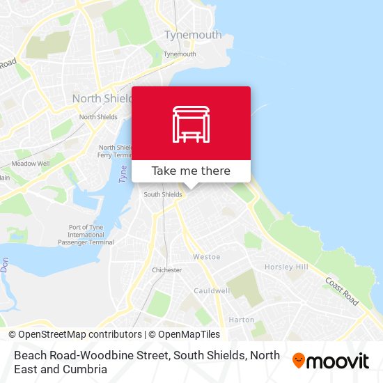 Beach Road-Woodbine Street, South Shields map