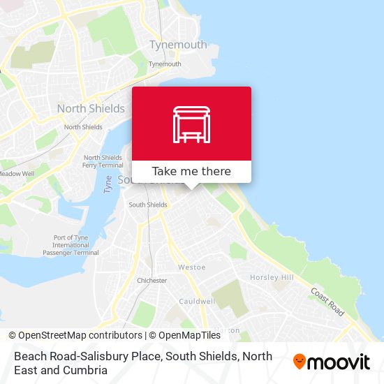 Beach Road-Salisbury Place, South Shields map
