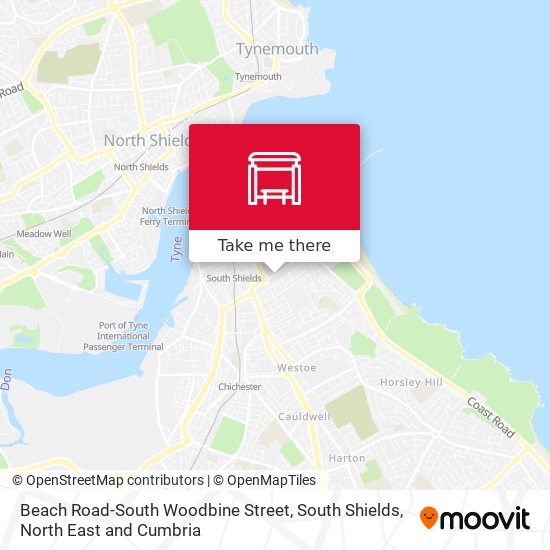 Beach Road-South Woodbine Street, South Shields map