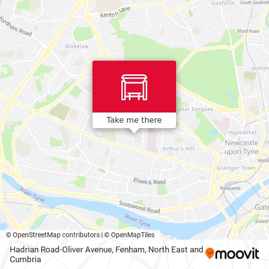 Hadrian Road-Oliver Avenue, Fenham map