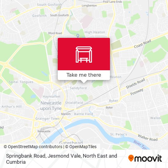 Springbank Road, Jesmond Vale map