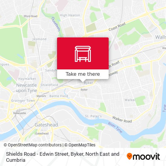 Shields Road - Edwin Street, Byker map