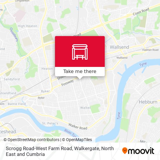 Scrogg Road-West Farm Road, Walkergate map