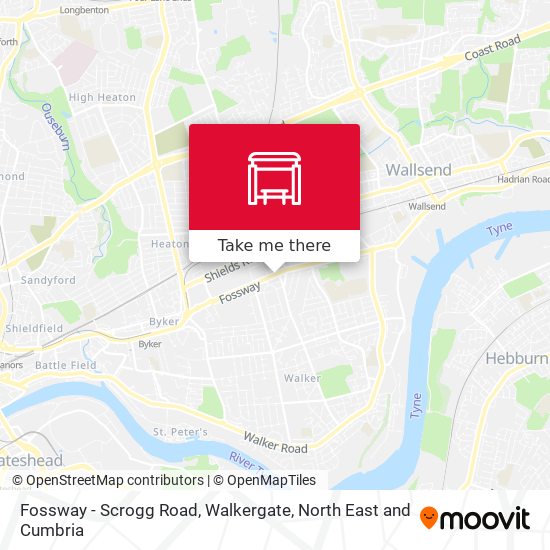 Fossway - Scrogg Road, Walkergate map