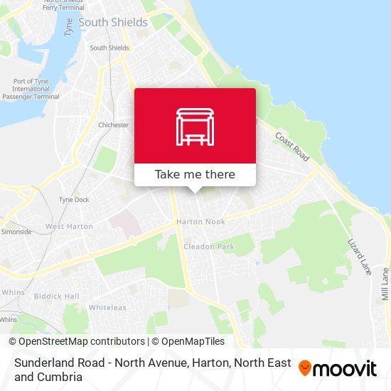 Sunderland Road - North Avenue, Harton map