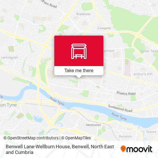 Benwell Lane-Wellburn House, Benwell map