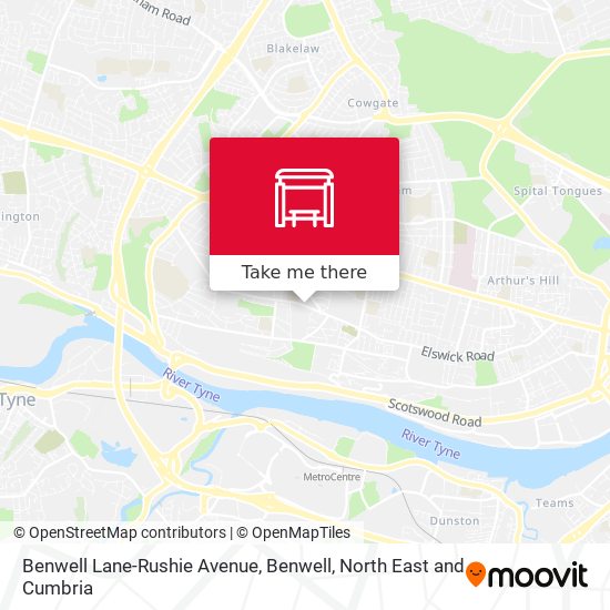 Benwell Lane-Rushie Avenue, Benwell map