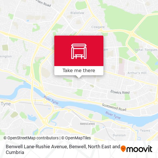Benwell Lane-Rushie Avenue, Benwell map