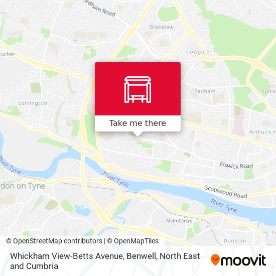 Whickham View-Betts Avenue, Benwell map