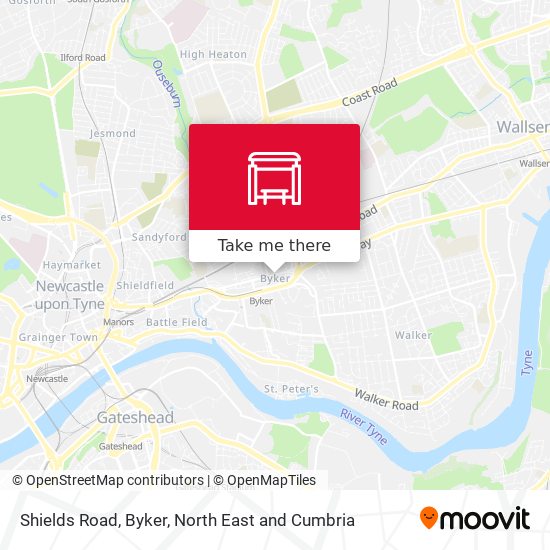 Shields Road, Byker map