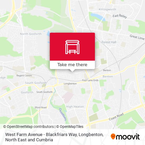 West Farm Avenue - Blackfriars Way, Longbenton map
