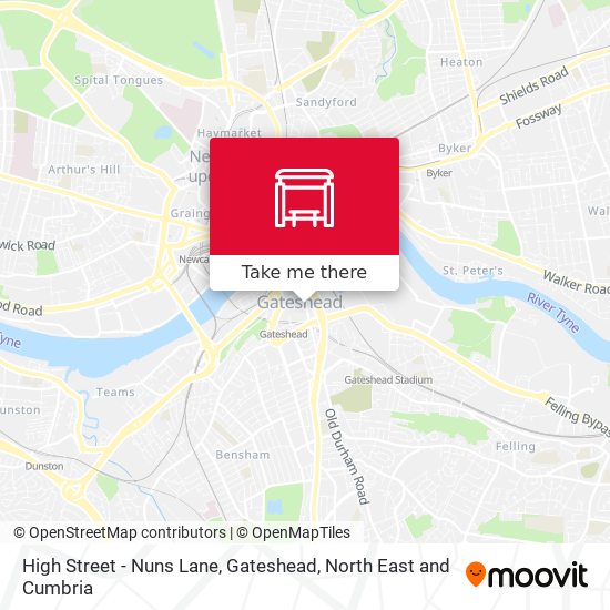 High Street - Nuns Lane, Gateshead map