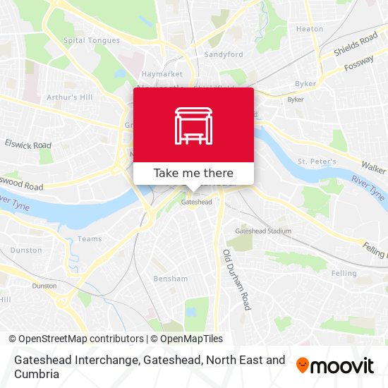 Gateshead Interchange, Gateshead map