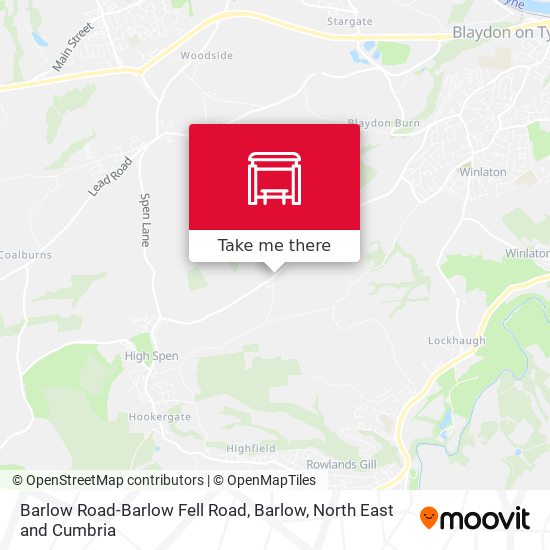 Barlow Road-Barlow Fell Road, Barlow map