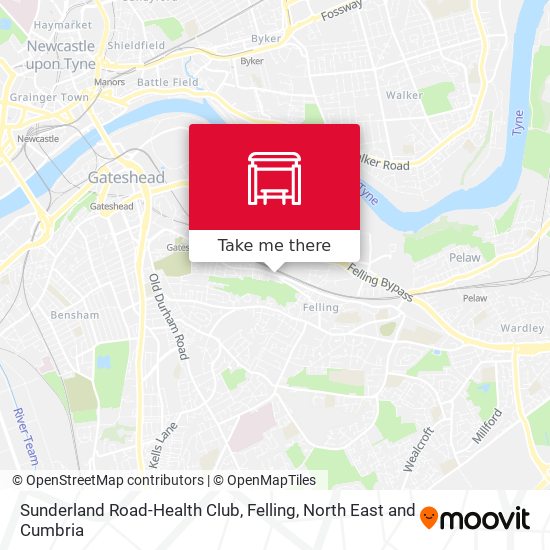 Sunderland Road-Health Club, Felling map