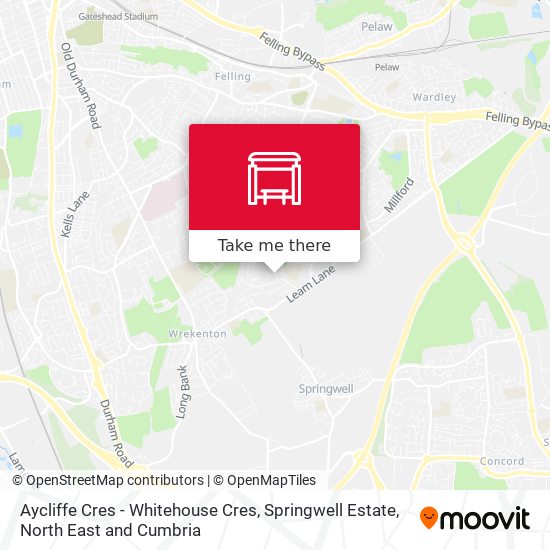 Aycliffe Cres - Whitehouse Cres, Springwell Estate map