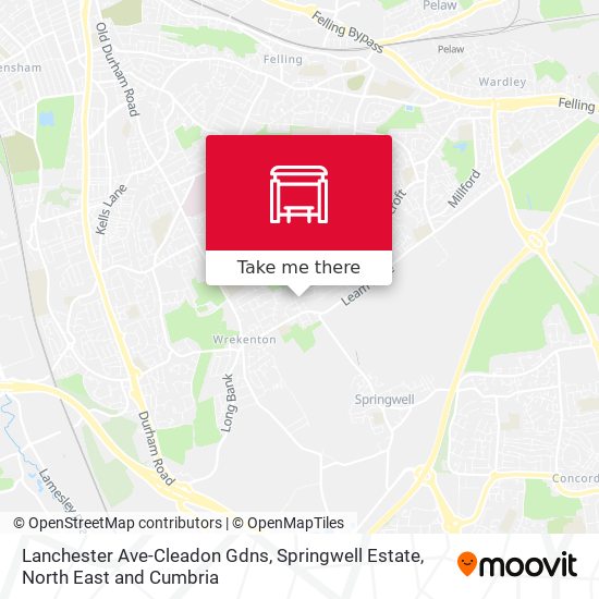 Lanchester Ave-Cleadon Gdns, Springwell Estate map