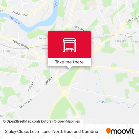 Slaley Close, Leam Lane map