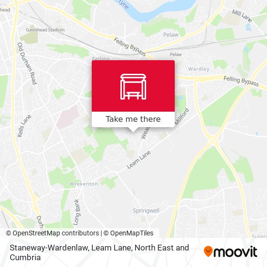 Staneway-Wardenlaw, Leam Lane map