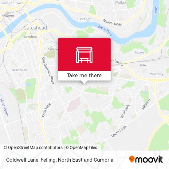 Coldwell Lane, Felling map