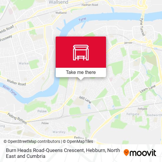 Burn Heads Road-Queens Crescent, Hebburn map