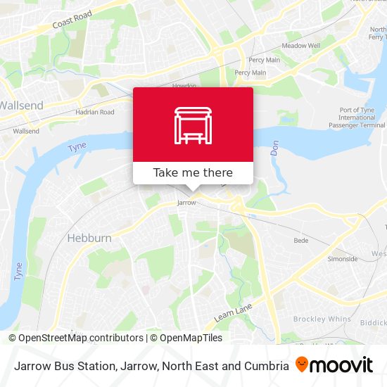 Jarrow Bus Station, Jarrow map