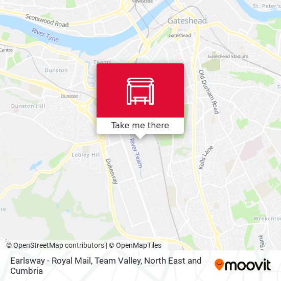 Earlsway - Royal Mail, Team Valley map