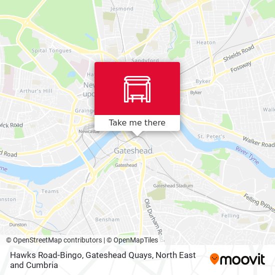 Hawks Road-Bingo, Gateshead Quays map