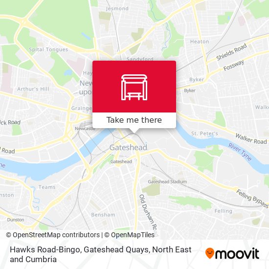 Hawks Road-Bingo, Gateshead Quays map