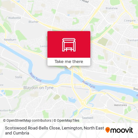 Scotswood Road-Bells Close, Lemington map