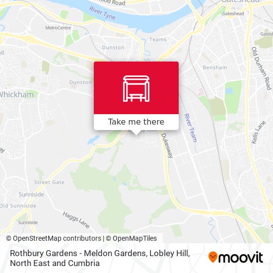 Rothbury Gardens - Meldon Gardens, Lobley Hill map