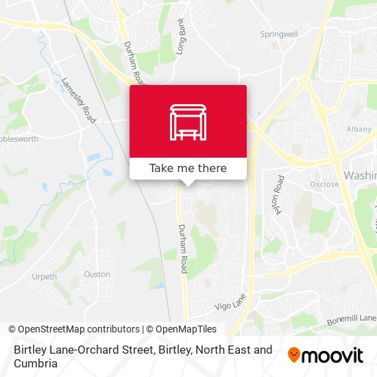 Birtley Lane-Orchard Street, Birtley map