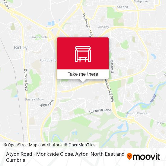 Atyon Road - Monkside Close, Ayton map