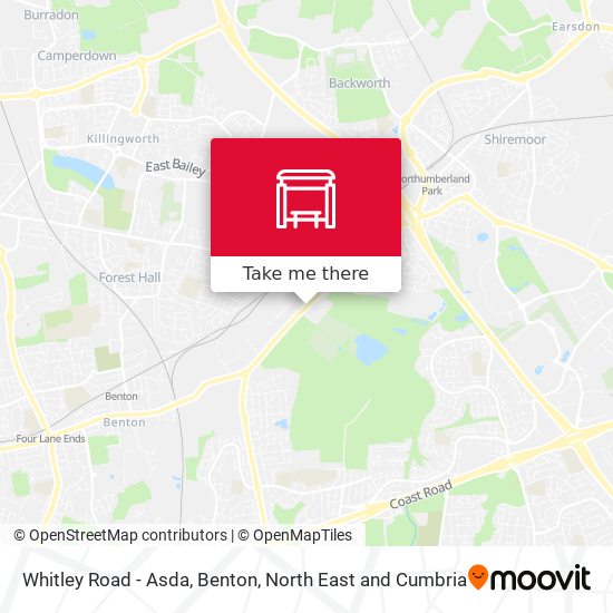 Whitley Road - Asda, Benton map