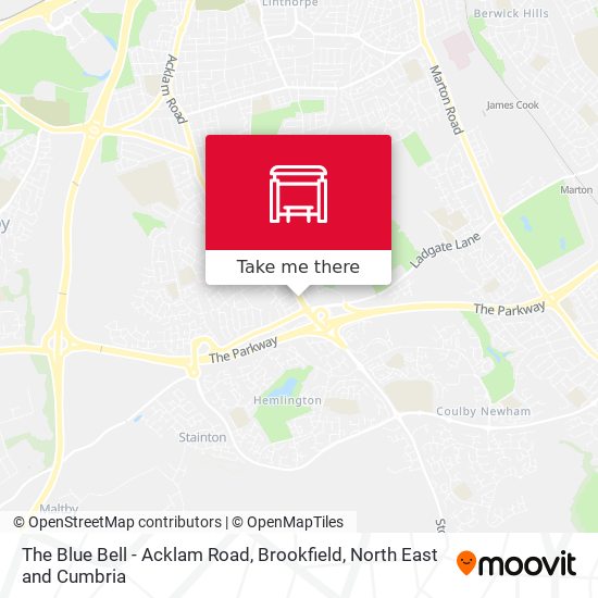 The Blue Bell - Acklam Road, Brookfield map