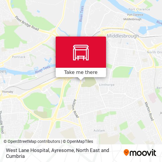 West Lane Hospital, Ayresome map