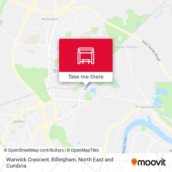 Warwick Crescent, Billingham map