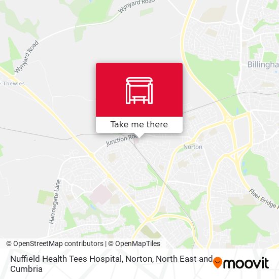 Nuffield Health Tees Hospital, Norton map