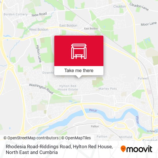 Rhodesia Road-Riddings Road, Hylton Red House map