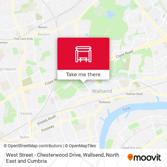 West Street - Chesterwood Drive, Wallsend map