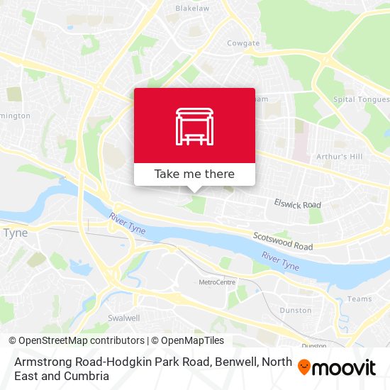 Armstrong Road-Hodgkin Park Road, Benwell map