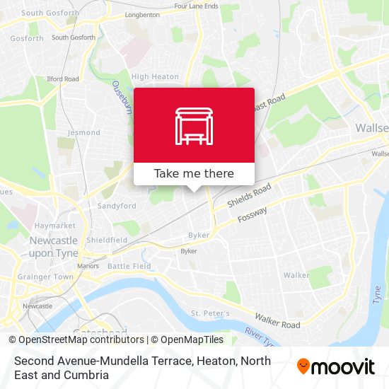 Second Avenue-Mundella Terrace, Heaton map