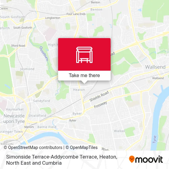 Simonside Terrace-Addycombe Terrace, Heaton map