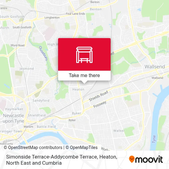 Simonside Terrace-Addycombe Terrace, Heaton map