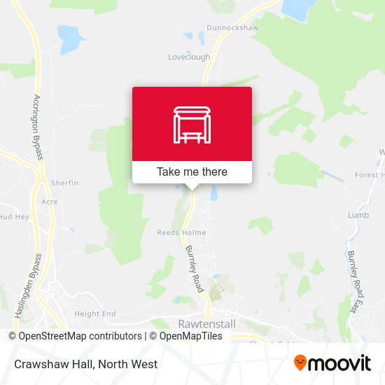 How to get to Crawshaw Hall in Crawshawbooth by bus, light rail or train?