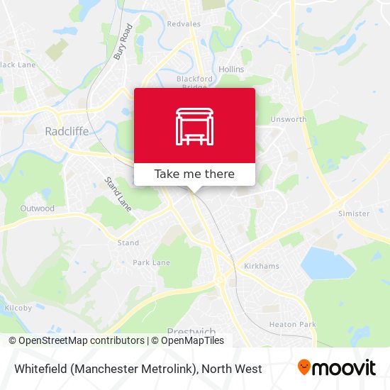 Whitefield (Manchester Metrolink) map