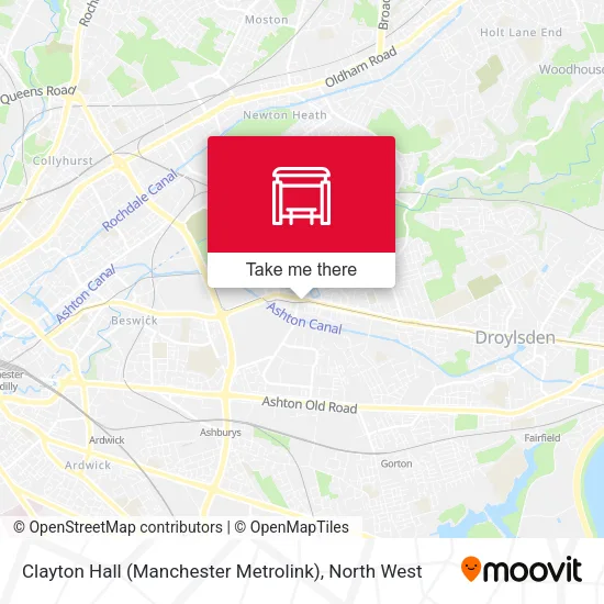 Clayton Hall (Manchester Metrolink) map