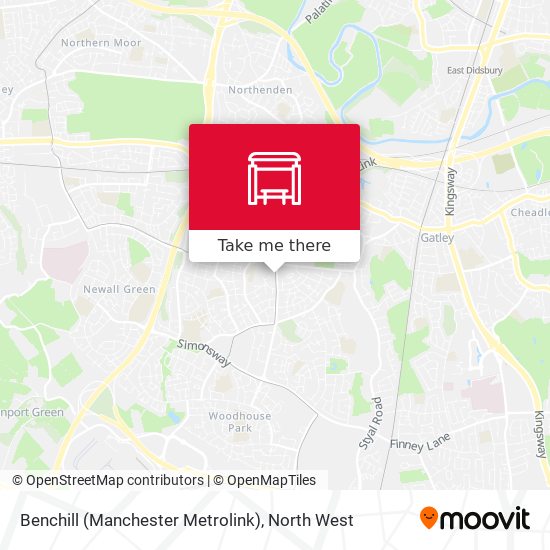 Benchill (Manchester Metrolink) map